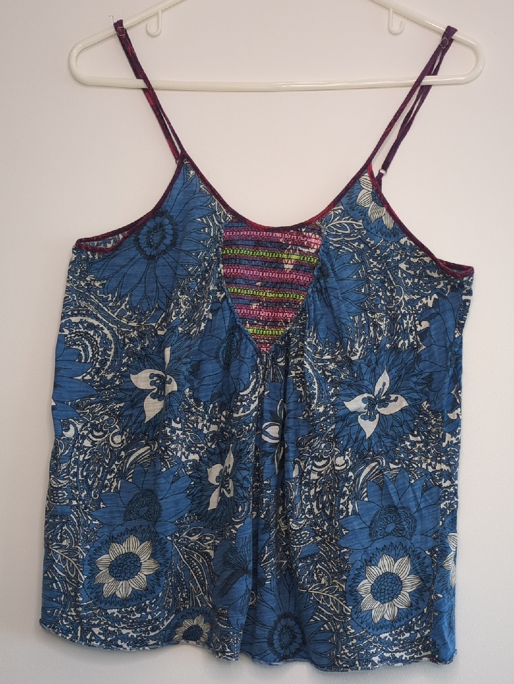 Free People | Bohemian Blue Print Knit Camisole | L